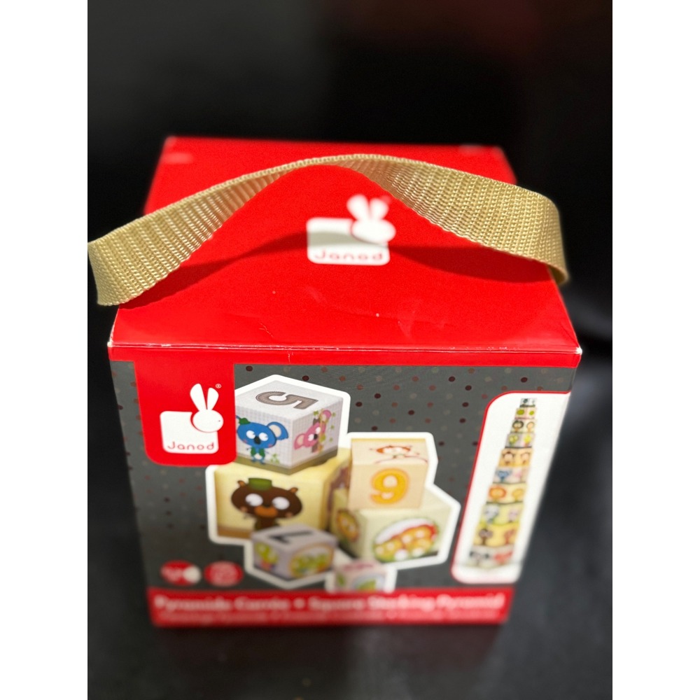 Janod Stacking Pyramid Blocks Toy Square Counting Numbers Animals Pre-owned‎ - Picture 3 of 6